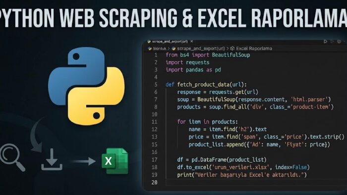 python ile web scraping ve veri raporlama yapıyorum