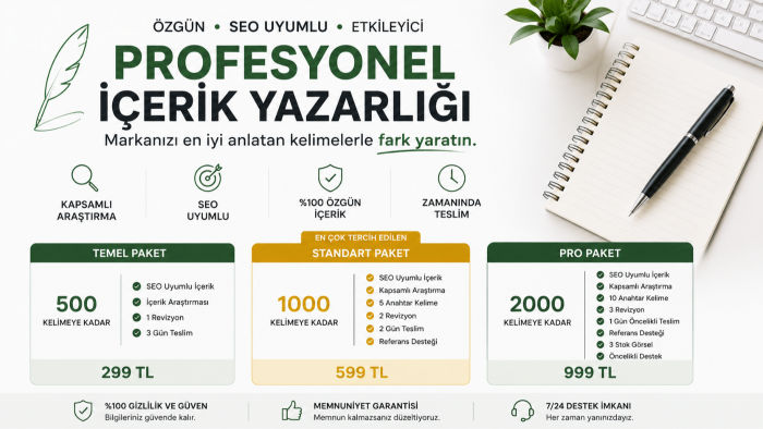  ihtiyaçlarınıza uygun etkileyici ve özgün metinler yazarım