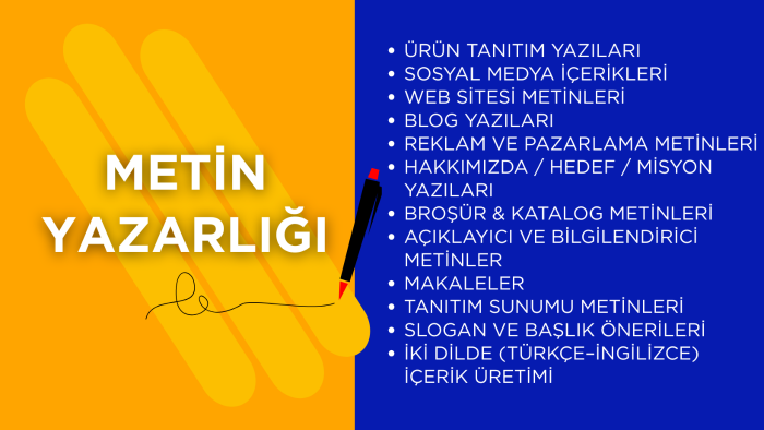 metin yazarlığı yaparım