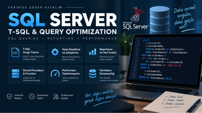 SQL Server sorgularınızı yazıyor ve optimize ediyorum