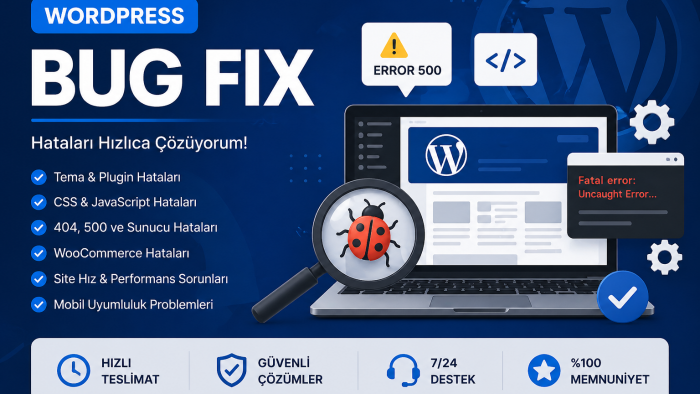 WordPress hatalarını ve WooCommerce sorunlarını çözerim