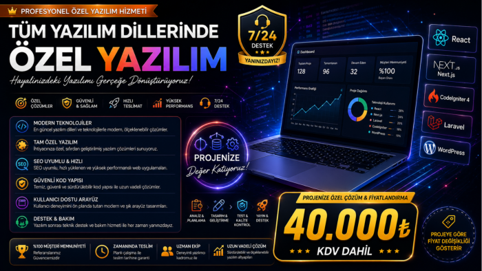 React ile yapay zeka entegreli özel admin paneli yaparım