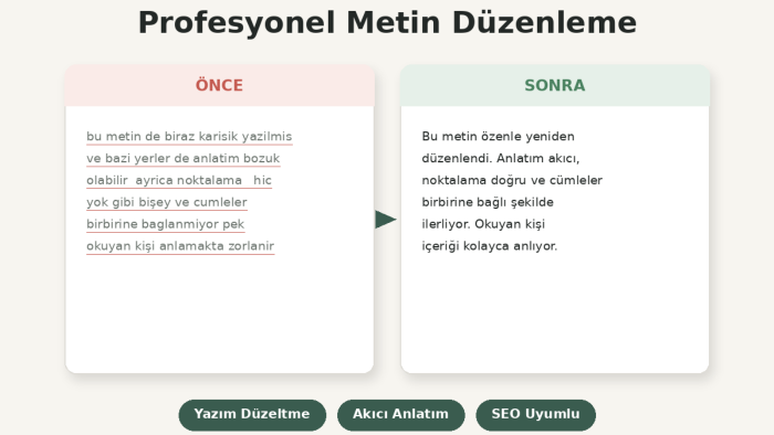 içerik ve metin düzenleme hizmeti sunarım