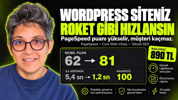 wordpress sitenizi hızlandırıp pagespeed puanını yükseltirim