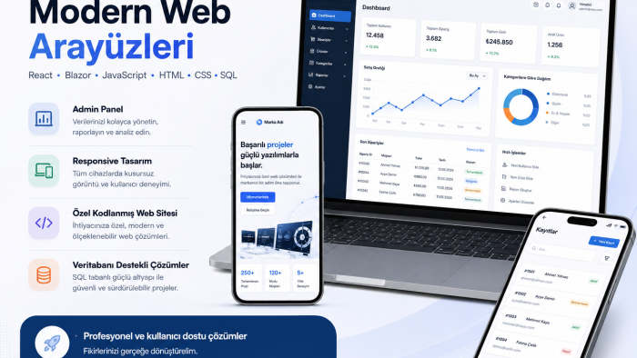 Ben React Blazor JS ve SQL ile web uygulaması geliştiririm