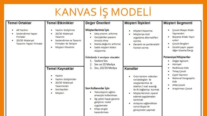 projeniz için profesyonel " İş Modeli Kanvası " hazırlarım