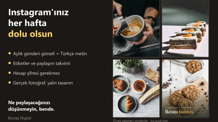 Instagram için aylık gönderi görseli ve metni hazırlarım