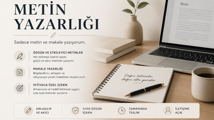 yaratıcı metin yazarlığı ve makale yazarlığı yapıyorum
