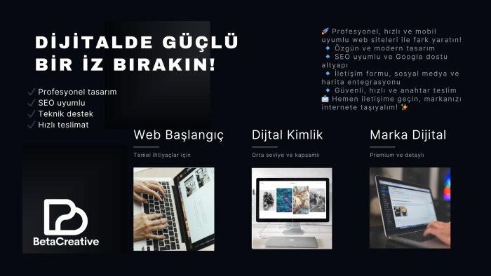 sizin için profesyonel ve kurumsal web siteleri tasarlıyorum