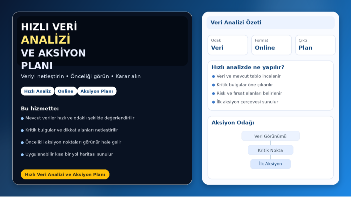 verilerinizi hızlı analiz edip aksiyon planı sunarım
