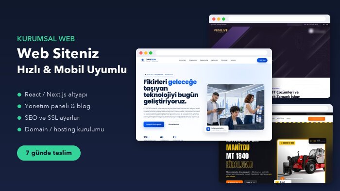 kurumsal web sitenizi modern ve mobil uyumlu geliştiririm