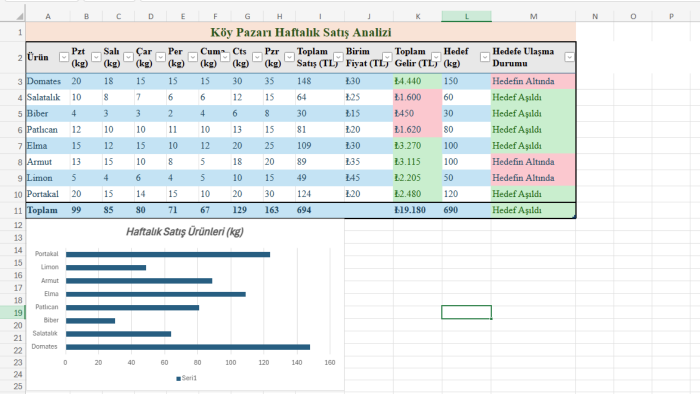 Excel’de tablo düzenleme ve veri girişi yapıyorum