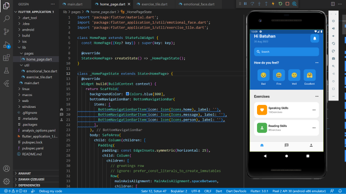 Android ve iOS için mobil uygulama geliştiriyorum