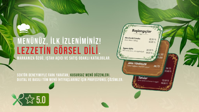 kreatif broşür ve menü tasarımı yapıyorum