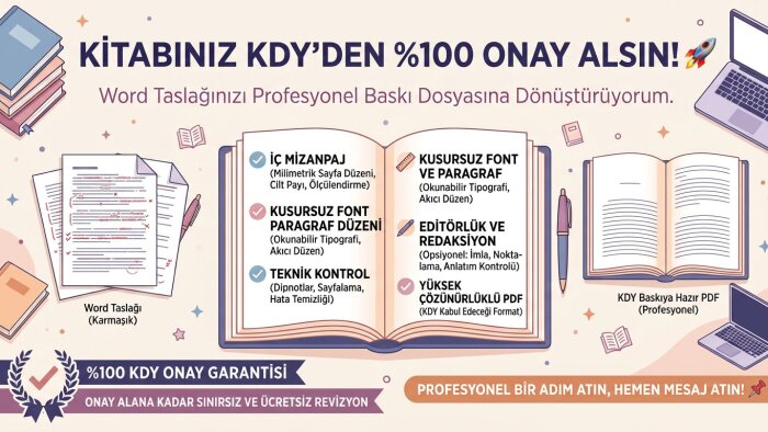 kitabınızı KDY standartlarında yayına hazırlıyorum