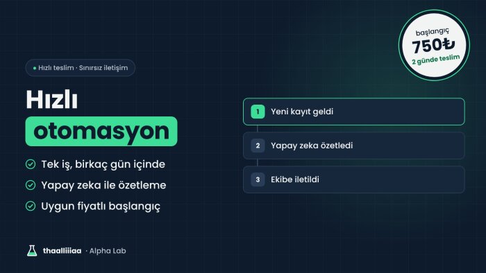 n8n ve yapay zeka ile hızlı otomasyon kurarım