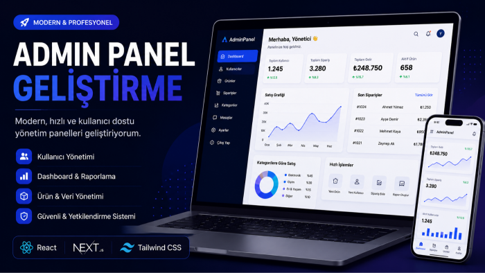modern ve özel admin panel geliştirebilirim