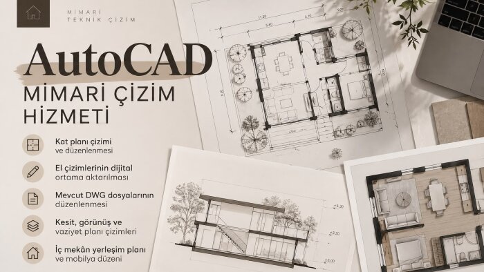 Autocad ile mimari teknik ve detay çizimi yapabilirim