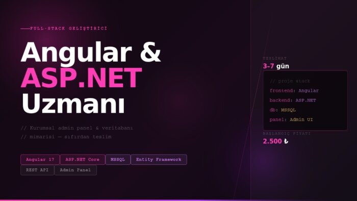 admin panelli web uygulaması geliştiririm