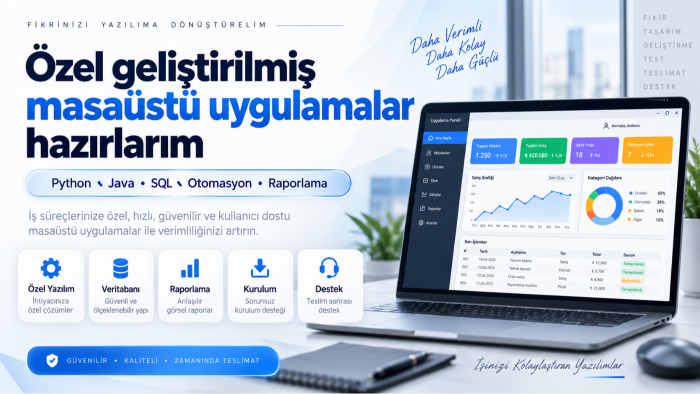 işletmenize özel masaüstü uygulama geliştiririm