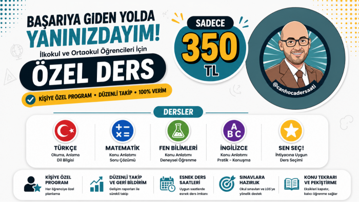  ilkokul ve ortaokul için özel ders verebilirim