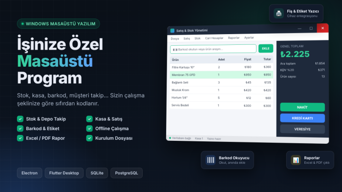 ihtiyacınıza özel masaüstü yazılım geliştiririm
