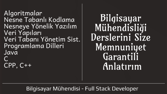 Bilgisayar Mühendisliği dersleri veririm