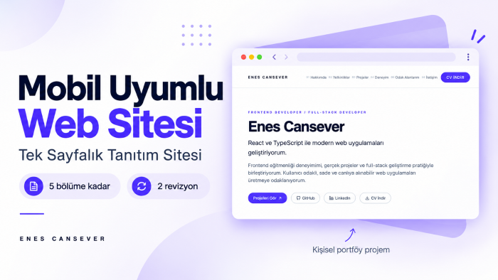 işletmeniz için modern, mobil uyumlu tanıtım sitesi yaparım