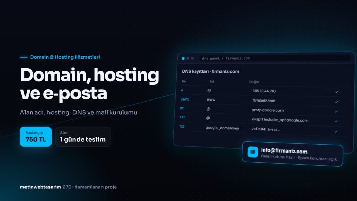 domain hosting ve kurumsal e-posta kurulumu yaparım