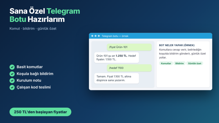 size özel Telegram botu hazırlarım