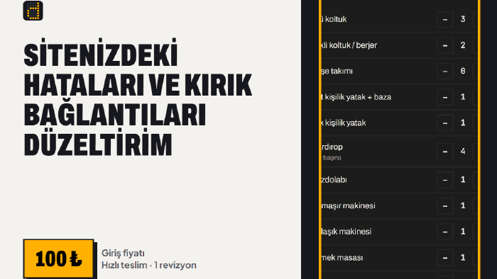 web sitenizdeki hataları ve kırık bağlantıları düzeltirim