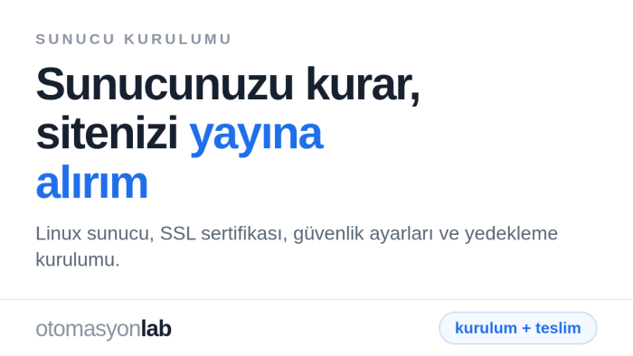 sunucunuzu kurup sitenizi yayına alırım