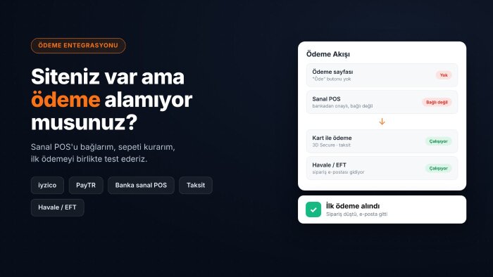 sitenize sanal POS bağlar, kartla ödeme almanızı sağlarım