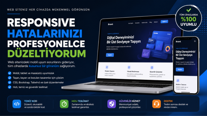responsive (mobil uyum) hatalarınızı hızlıca düzeltiyorum