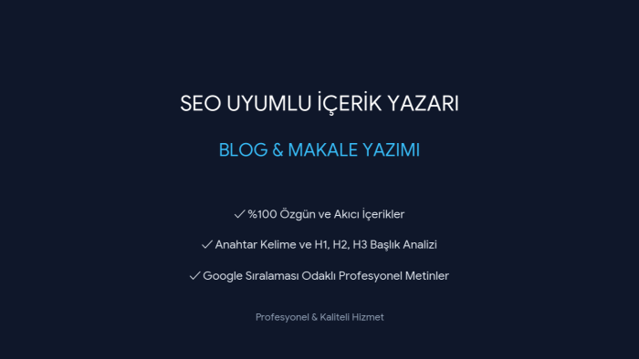 web siteleriniz için SEO uyumlu blog içerikleri yazabilirim