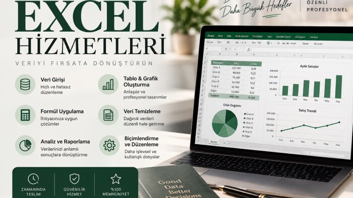 Excel verilerinizi düzenler ve analiz ederim