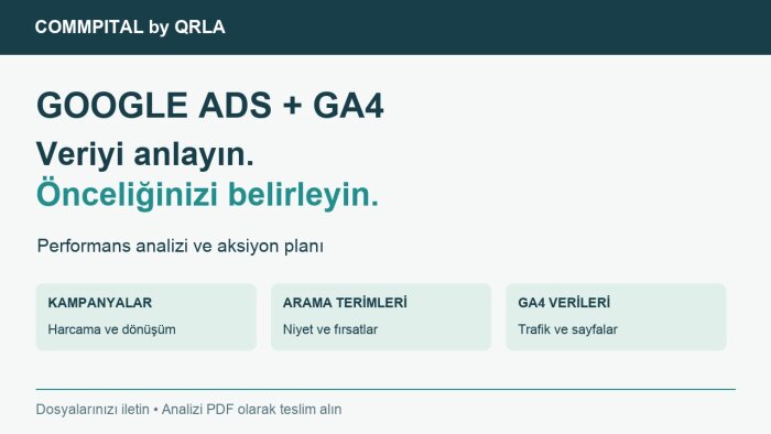 Google Ads ve GA4 verilerinizi analiz edip raporlarım