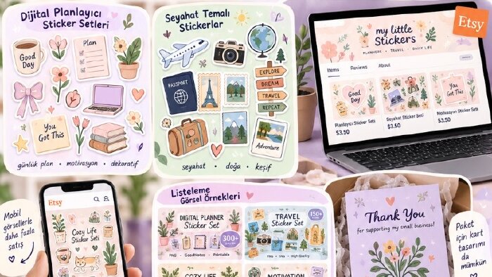Etsy mağazanız için sticker koleksiyonu tasarlarım