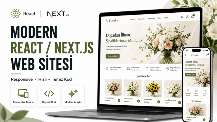modern React ve Next.js web siteleri geliştiririm