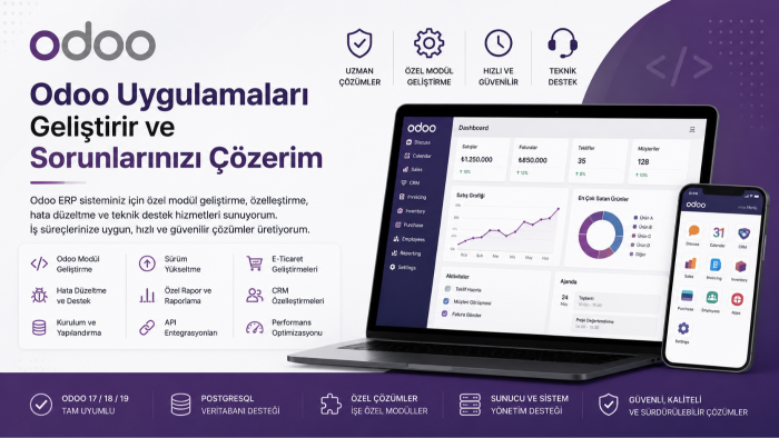 odoo uygulamaları geliştirir ve sorunlarınızı çözerim