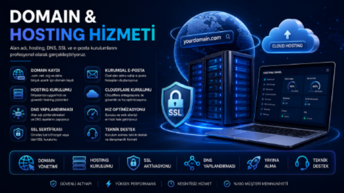 domain ve hosting hizmetlerin süreçlerini yönetiyorum
