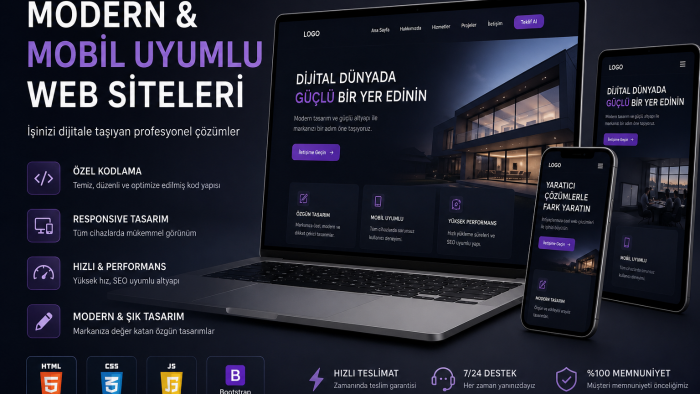 modern ve mobil uyumlu web siteleri geliştiriyorum