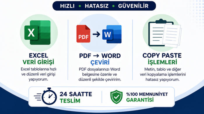 excel ile veri girişleri yaparım