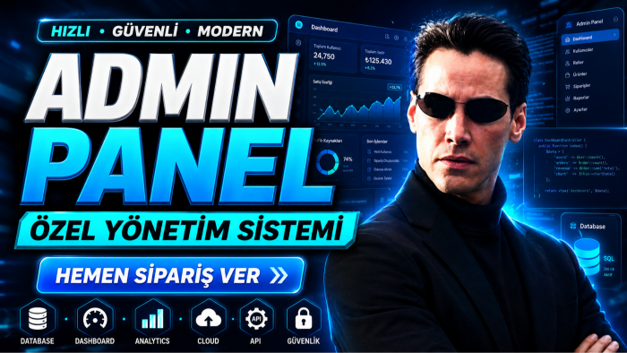 web siteniz için özel yönetim paneli yaparım