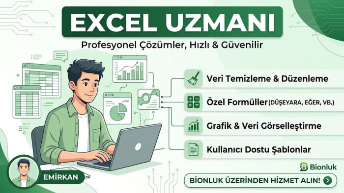 çok sekmeli ve dinamik grafikli Excel şablonları tasarlarım