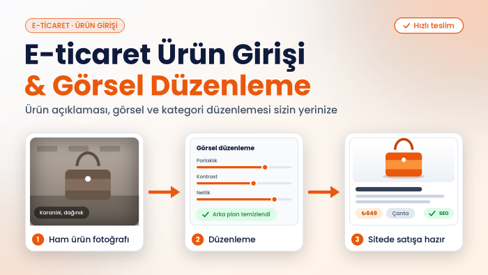 e-ticaret sitenize ürün girişi ve düzenleme yaparım