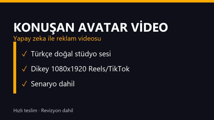 yapay zeka avatarıyla Türkçe reklam videosu yapabilirim