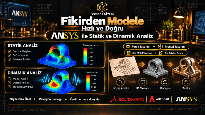 ANSYS ile statik ve dinamik yapısal analiz yaparım