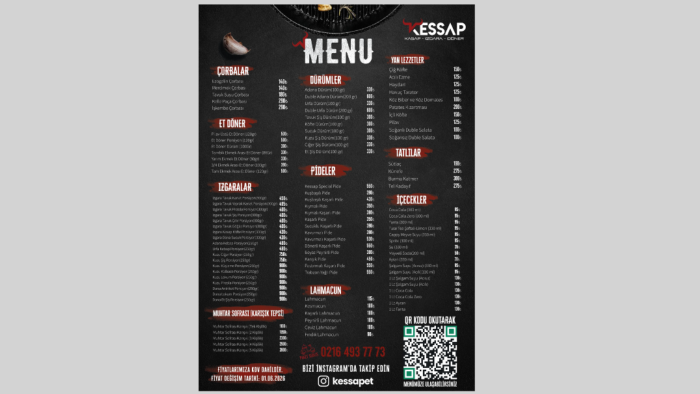 menü, afiş, ilan, poster hazırlarım