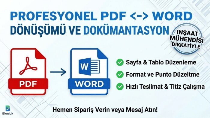 Word, PDF dönüşümü ve belge düzenleme işlemlerinizi yaparım